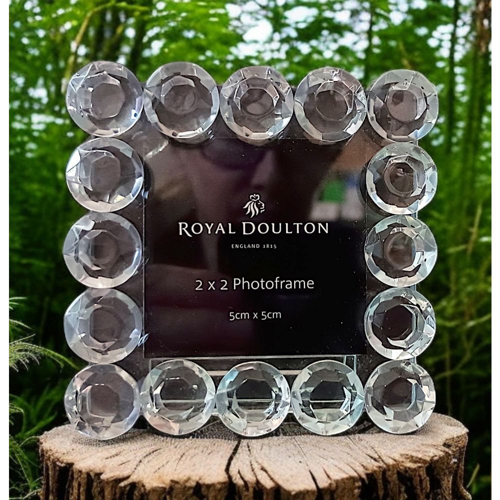Royal Doulton Crystal Mini 2x2 Photo Picture Frame Clear Faceted Optical Sparkly